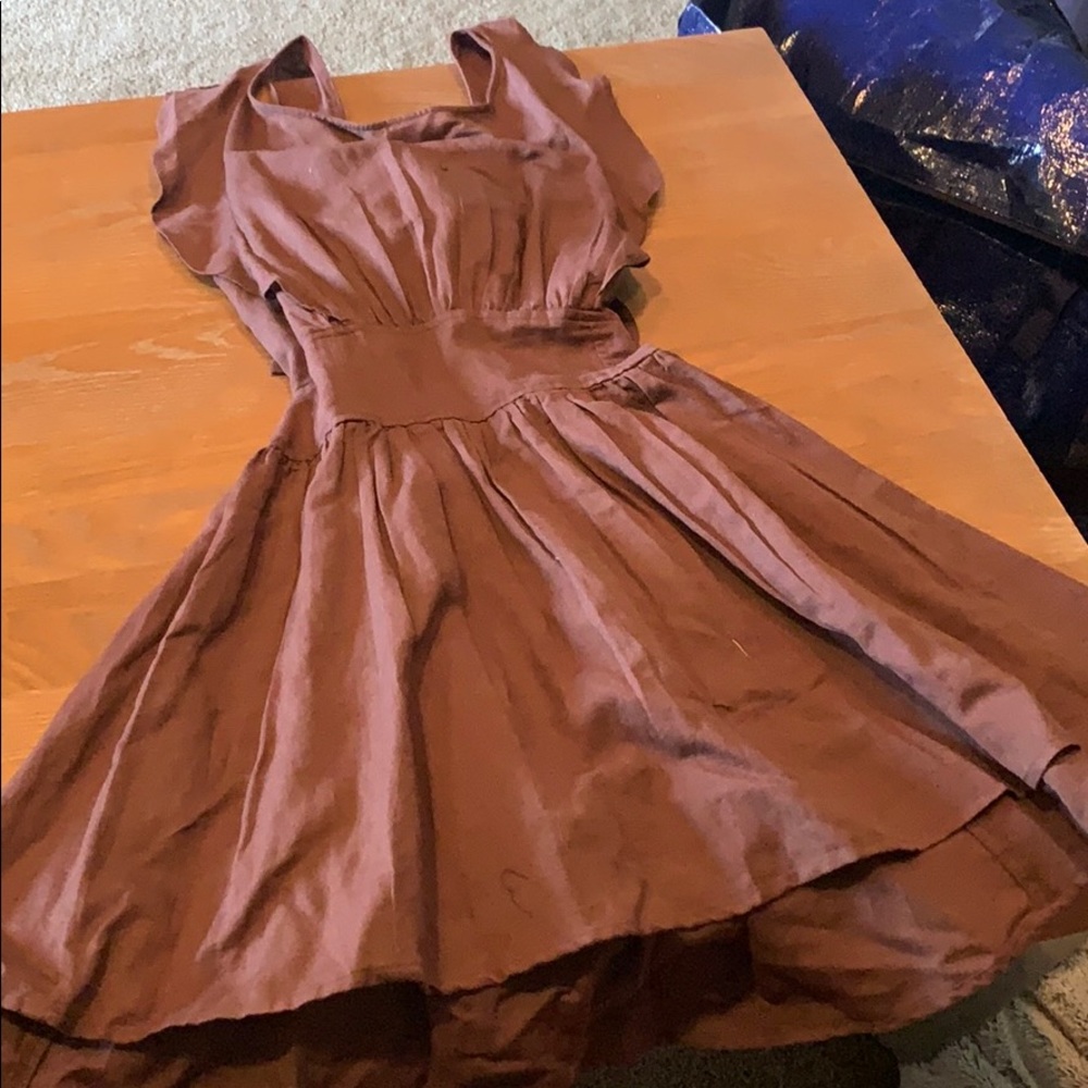 Brown linen mini free people dress